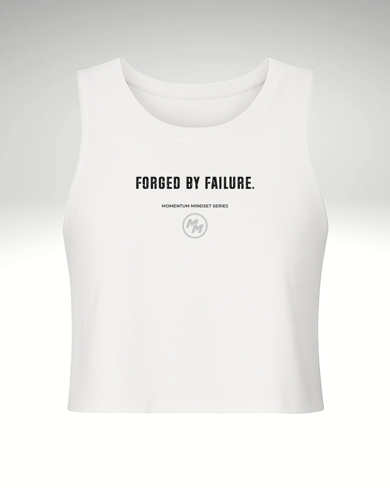 FORGED BY FAILURE.  Racerback Cropped Tank, Front Print