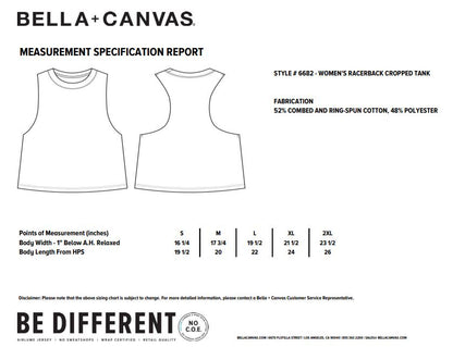 BE RELENTLESS.  Racerback Cropped Tank, Front Print