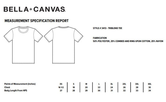 French BELLA 3413 Template — Unisex T-Shirt BACK LOGO